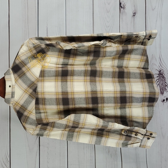Vans•M flannel shirt button down plaid tan/brown - Picture 5 of 10